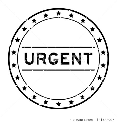 Grunge black urgent word round rubber seal stamp on white background Grunge black urgent word round rubber seal stamp on white background 121582907