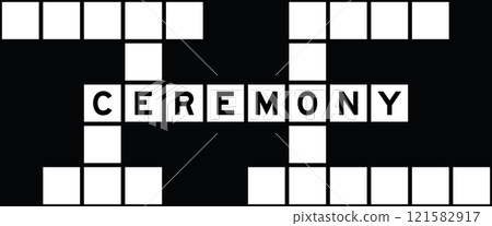 Alphabet letter in word ceremony on crossword puzzle background 121582917