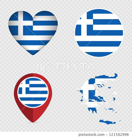 Greece Flag Icons Pack. Vector illustration. 121582996