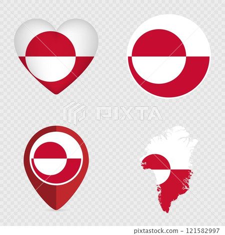 Greenland Flag Icons Pack. Vector illustration. Greenland Flag Icons Pack. Vector illustration. 121582997