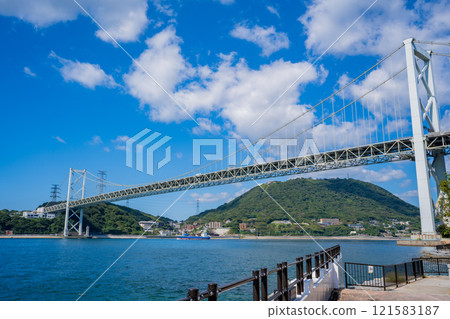Kanmon Bridge as seen from the Mekari Promenade 121583187