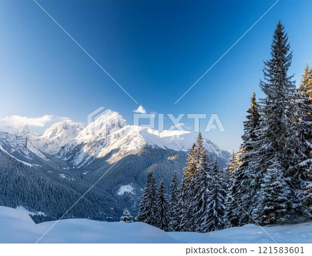 初冬的北大雪山被白雪覆蓋 121583601