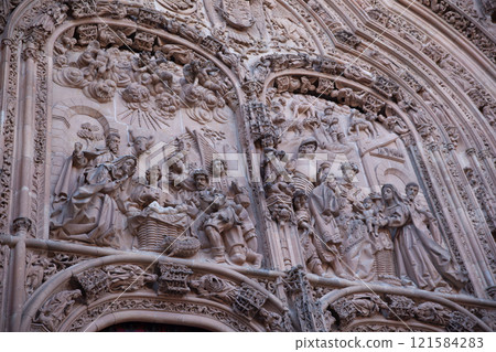 Close-up of Portal of New Cathedral in Salamanca, Spain Close-up of Portal of New Cathedral in Salamanca, Spain 121584283