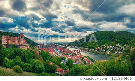 View of Heidelberg, Germany. Panoramic view, travel destination 121584406