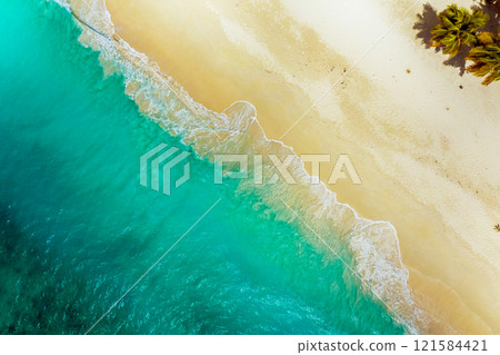 Tropical carribbean beach, aerial abstract background 121584421