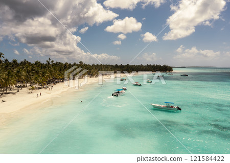 Tropical Caribbean beach from above, Dominican Republic Tropical Caribbean beach from above, Dominican Republic 121584422