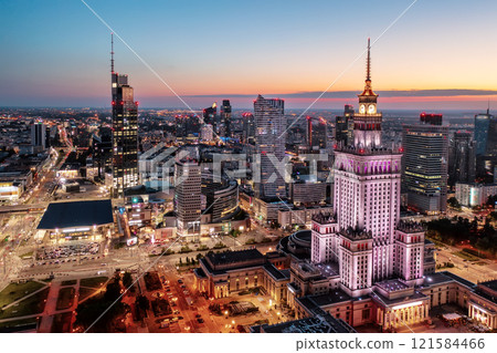 Palace of Science and Culture, Warsaw city center at night Palace of Science and Culture, Warsaw city center at night 121584466