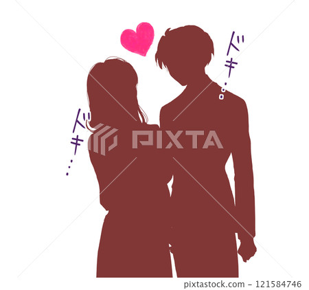 一個男人和一個女人擁抱在一起，愛，興奮，皮影 121584746