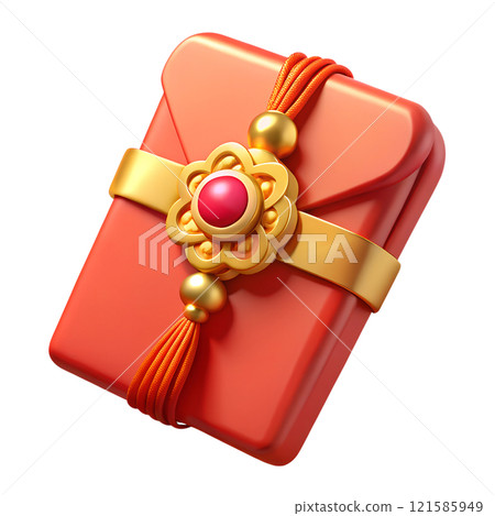 Chinese money envelope with red and golden ornament Chinese new year concept 121585949