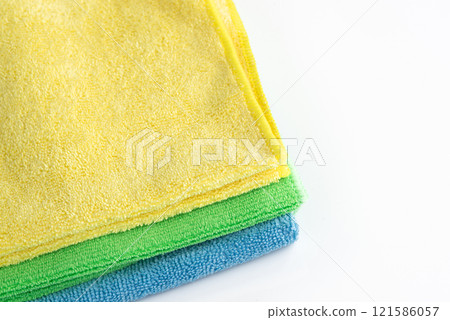 various microfiber fabrics isolated on white background various microfiber fabrics isolated on white background 121586057