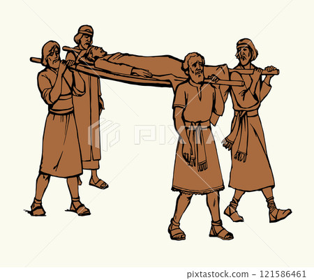 Vector drawing. Funeral of the man Vector drawing. Funeral of the man 121586461