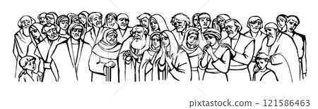Vector drawing.Big crowd of people Vector drawing.Big crowd of people 121586463