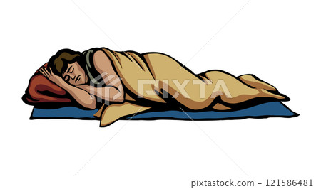 Vector drawing. Ancient sleeping man Vector drawing. Ancient sleeping man 121586481