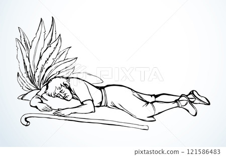 Vector drawing. Ancient sleeping man 121586483