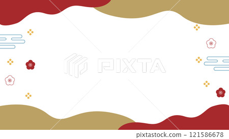Simple gold and red floral geometric frame for New Year's Simple gold and red floral geometric frame for New Year's 121586678