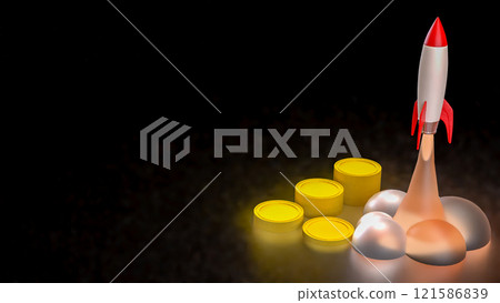 The Rocket and coins for Business or start up concept 3d rendering. The Rocket and coins for Business or start up concept 3d rendering. 121586839