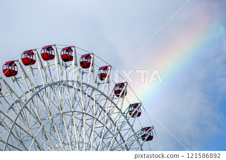 Ferris wheel and rainbow Ferris wheel and rainbow 121586892