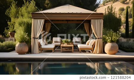 Luxury Patio with Pool and Cabana 121588204