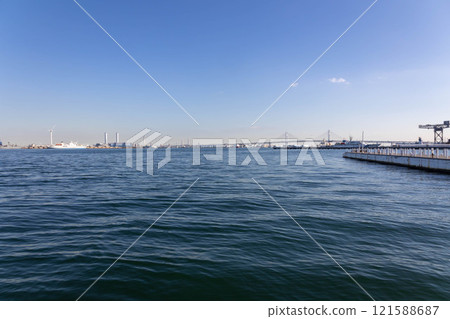View of Yokohama Port from Rinko Park 121588687