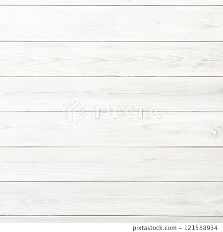 A square background image of light white-gray boards with wood grain arranged horizontally 121588934