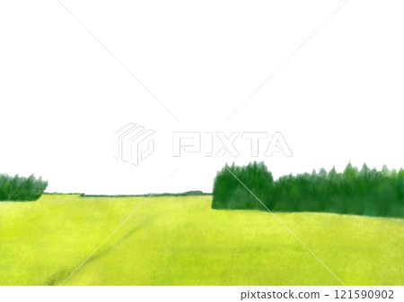 Light green grassland landscape illustration 121590902