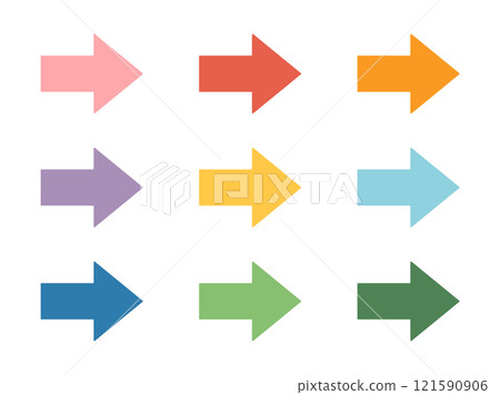 一組色彩豐富且簡單的箭頭插圖 121590906