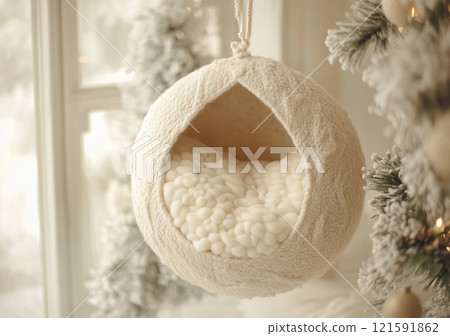 Cozy white hanging bed in a winter wonderland setting with decorative trees Newborn backdrop Cozy white hanging bed in a winter wonderland setting with decorative trees Newborn backdrop 121591862