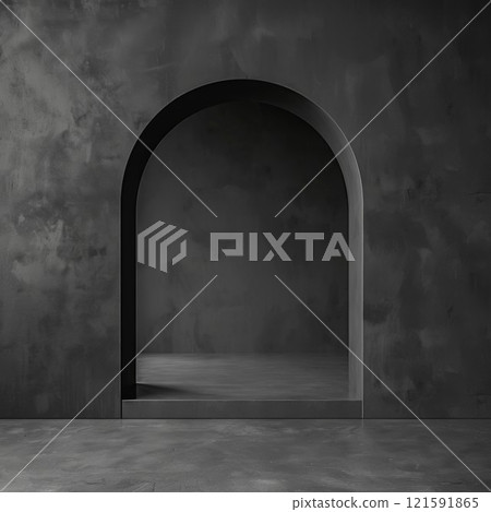 Mysterious abstract archway in a textured wall 121591865