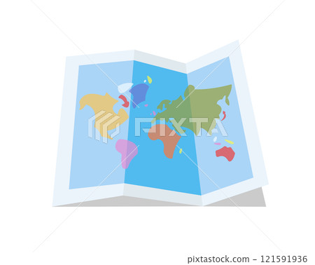 Isolated folded location paper map flat icon 121591936