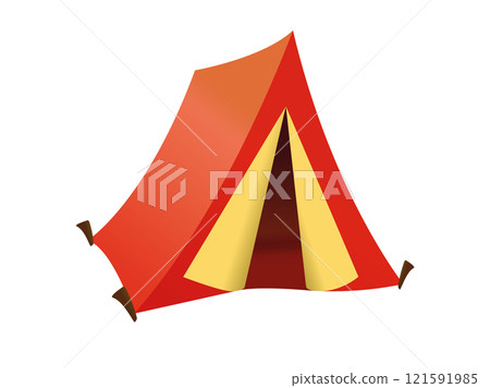 Red gardient outdoor tent icon, used for protection frtom wind and rain when camping Red gardient outdoor tent icon, used for protection frtom wind and rain when camping 121591985