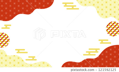 日式背景幾何圖案01傳單/網頁/影片背景素材16:9尺寸紅色紅色金色黃色 121592125