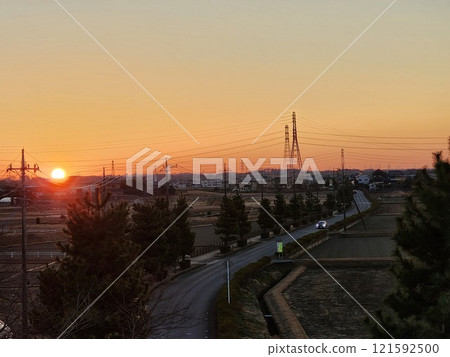 First sunrise seen from Sekiyado Castle Museum in Noda City, Chiba Prefecture First sunrise seen from Sekiyado Castle Museum in Noda City, Chiba Prefecture 121592500