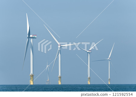 View of the Offshore wind power systems off the western coast of Taiwan. 121592554