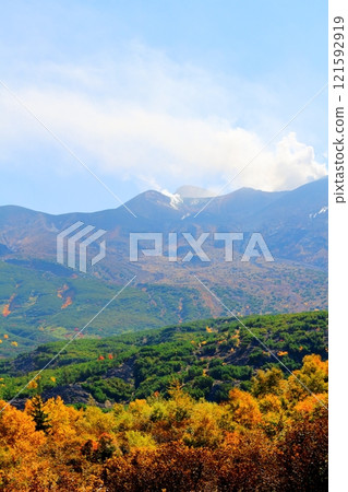 Hokkaido Travelogue - Tokachi Mountain Range in early October - Tokachi Mountain Range in autumn - Tokachi Mountain Range with autumn leaves - Tokachi Mountain Range from Bougakudai 121592919