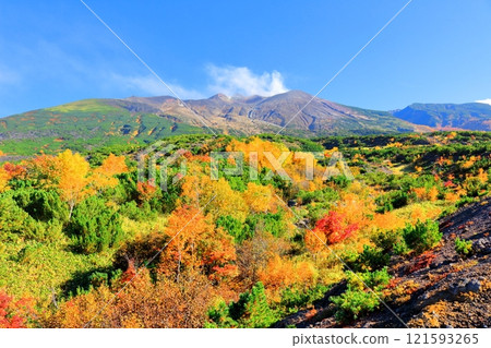 Hokkaido Travelogue - Tokachi Mountain Range in early October - Tokachi Mountain Range in autumn - Tokachi Mountain Range with autumn leaves - Tokachi Mountain Range from Bougakudai 121593265