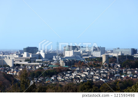A distant view of Toyota City, the city where Toyota Motor Corporation's headquarters are located, January 1, 2025 121593498