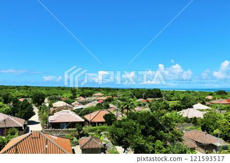 Okinawa, Taketomi Island, Village Scenery Under the Blue Sky Okinawa, Taketomi Island, Village Scenery Under the Blue Sky 121593517