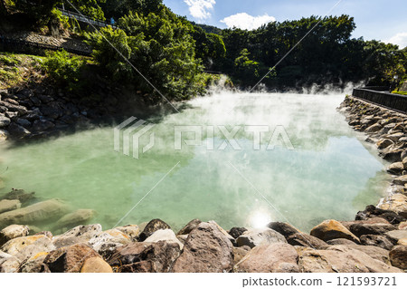 Beautiful view of Thermal Valley in Beitou, Taipei, Taiwan, Located beside Beitou Hot Spring Park. Thermal Valley in Beitou, Taipei, Taiwan. 121593721