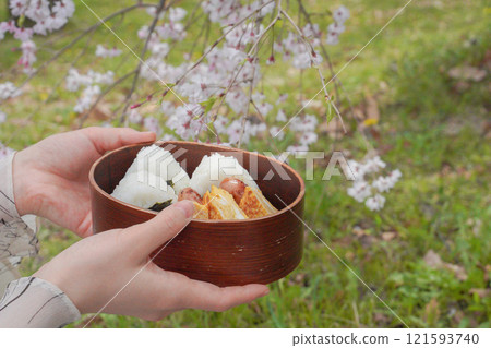一邊賞櫻花一邊吃便當 一邊賞櫻花一邊吃便當 121593740