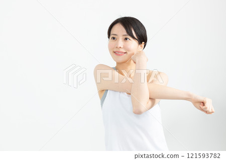 Woman stretching before exercise 02 Woman stretching before exercise 02 121593782