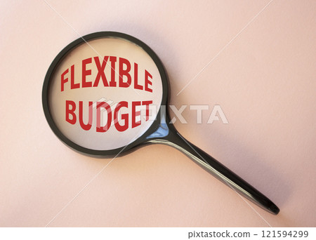 Flexible budget symbol. Concept words Flexible budget on magnifying glass. Beautiful pink background. Business and Flexible budget concept. Copy space. Flexible budget symbol. Concept words Flexible budget on magnifying glass. Beautiful pink background. Business and Flexible budget concept. Copy space. 121594299
