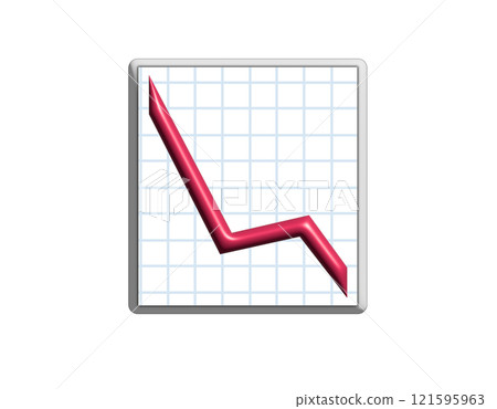 3D red business presentation summary finance report bar chart decreasing icon 121595963