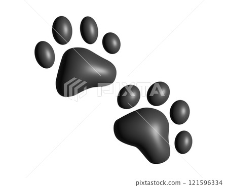 The isolated pair of dark paw prints 3D icon, showing four toes and pad, used for various content concerning pet cats and dogs The isolated pair of dark paw prints 3D icon, showing four toes and pad, used for various content concerning pet cats and dogs 121596334