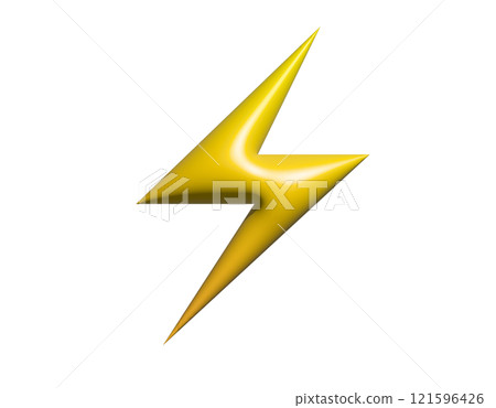 High voltage, lightning, electricity or various flashes icon, depicted as jagged yellow bolt 121596426