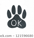 Paw print with the word OK 121596680