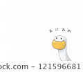 A white snake greeting with a mandarin orange in its mouth 121596681