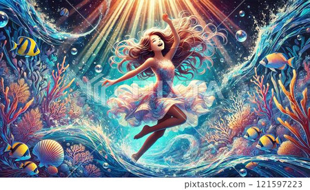 水下跳舞的女孩 121597223