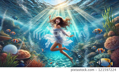 在海中跳舞的女人 121597224
