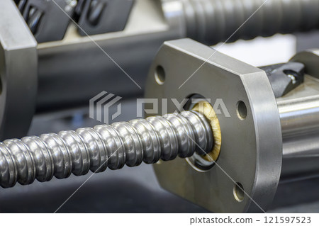 Closeup scene the spare parts lead ball screw set. 121597523