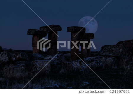 Full moonrise in the ancient city of Blaundos Full moonrise in the ancient city of Blaundos 121597961